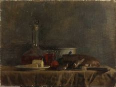 George Weissbort (1928-2013) Still Life - Bread and Wine, 1967 signed and dated (lower right) oil on