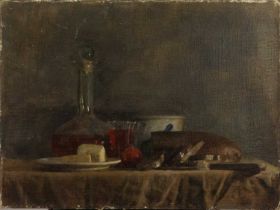 George Weissbort (1928-2013) Still Life - Bread and Wine, 1967 signed and dated (lower right) oil on