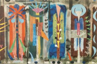 After John Piper (1903-1992) Collage Design for Stained Glass Windows at Sandersons London HQ colour