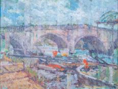 Christopher Glanville (b. 1948) 'Richmond Bridge', signed with initials, oil on board, 20.5 x 27cm