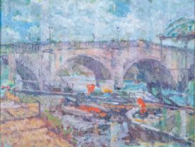 Christopher Glanville (b. 1948) 'Richmond Bridge', signed with initials, oil on board, 20.5 x 27cm