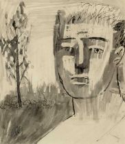 Norman Basil Town (1915-1987) Boy and Tree ink and wash 21 x 17cm.