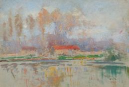 Joseph Cloix (19th/20th Century) Impressionist landscape signed (lower right) oil on board 24 x