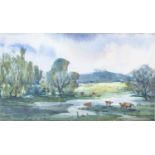 Florence Quinlan (20th century) Wittenham Clumps signed watercolour 10 x 18cm; and a further