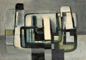 Anthony Curtis (1928-2018) Structure from Destael; Left to Right; and Oval in a Television three oil