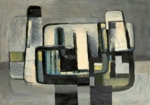 Anthony Curtis (1928-2018) Structure from Destail; Left to Right; and Oval in a Television three oil