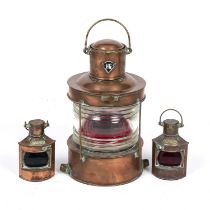 An early 20th century copper ships lantern by HG numbered 41162, 28cm wide 42cm high; together