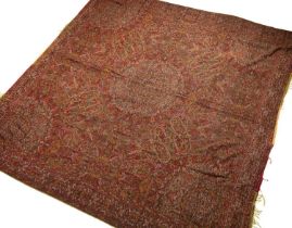 A 19th century Indian Kashmir style shawl 180cm x 190cm NB. Please see update in condition report.
