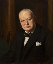 John Archibald Alexander Berrie (1887-1962) A portrait of Sir Winston Churchill, oil on canvas