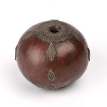 A late 19th/ early 20th century Zulu snuff gourd with wire decoration 7cm x 6cm Provenance: