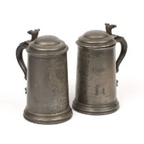 Two Victorian Exeter College Oxford related pewter trophy tankards, 1871 Scratch eight 1st boat