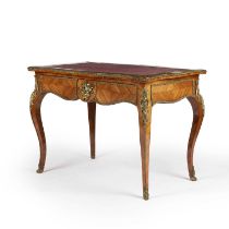 A late 19th century French kingwood centre table with a baize top a single frieze drawer cabriole