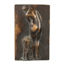 Julien Dillens (1849-1904) Nude plaque bronze 9.5cm x 16cm