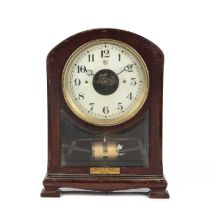 A Bulle mantle clock, the silvered Arabic dial with open centre and moon hands over a bevelled glass