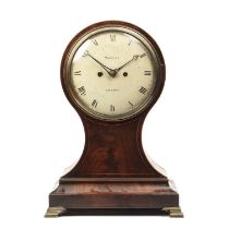 A George III mahogany balloon case clock, the convex painted Roman dial signed Woodall, London.
