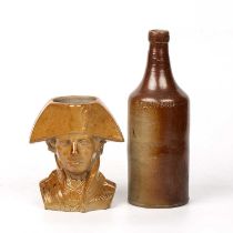 A 19th century Stephen Green Lambeth stoneware bust of Nelson 14cm wide 16cm high together with a