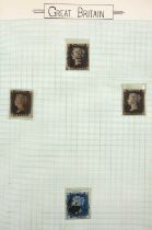 Victorian and later British stamps to include three Penny Blacks, together with early 20th century