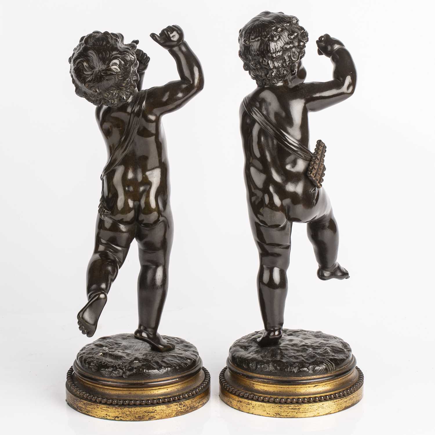 After Claude Michel Clodion (1738-1814) A pair of dancing musical cherubs, bronze.14cm wide 35cm - Image 2 of 4