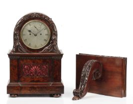 A 19th century mahogany bracket clock, the silvered Roman dial with subsidiary seconds dial, the