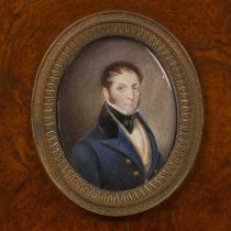 A 19th century miniature oval portrait of Henry Meade Smythe (1788-1862) painted on ivory 10cm x 7.