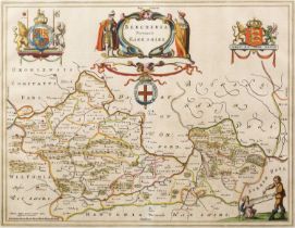 Joan Blaeu (1599-1673) hand coloured map of Barkshire 38cm x 48cm together with Emanuel Bowen (