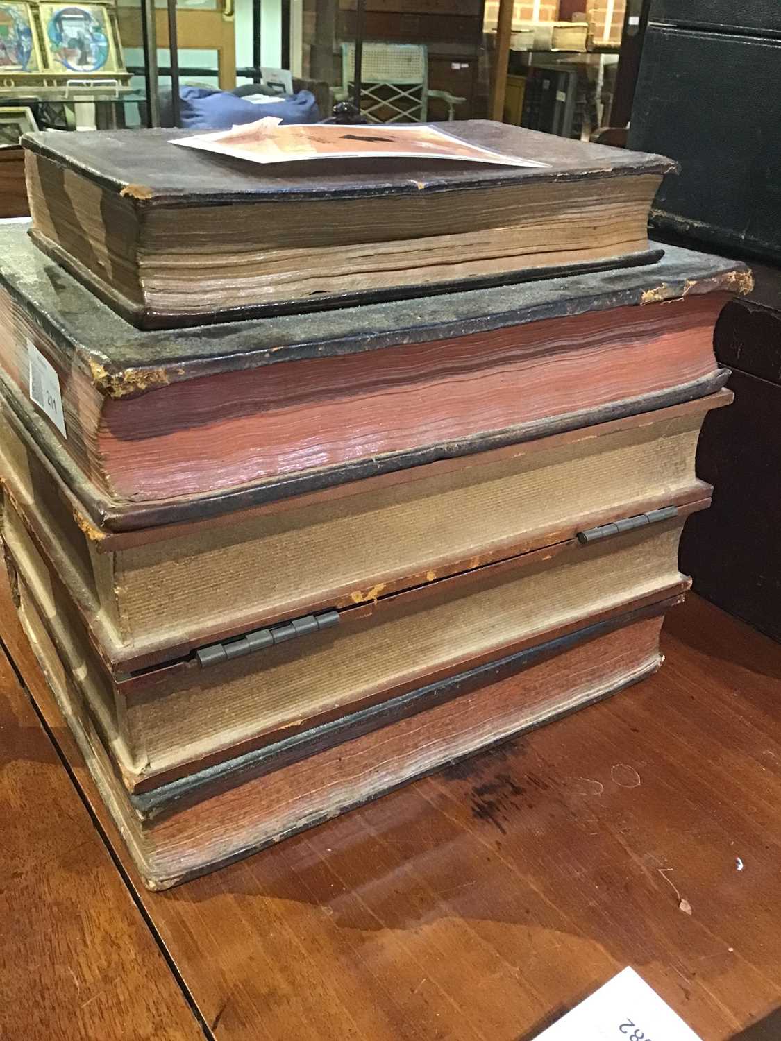 An early 20th century French leather bound Tantalus in the form of a stack of books, with later - Image 12 of 12