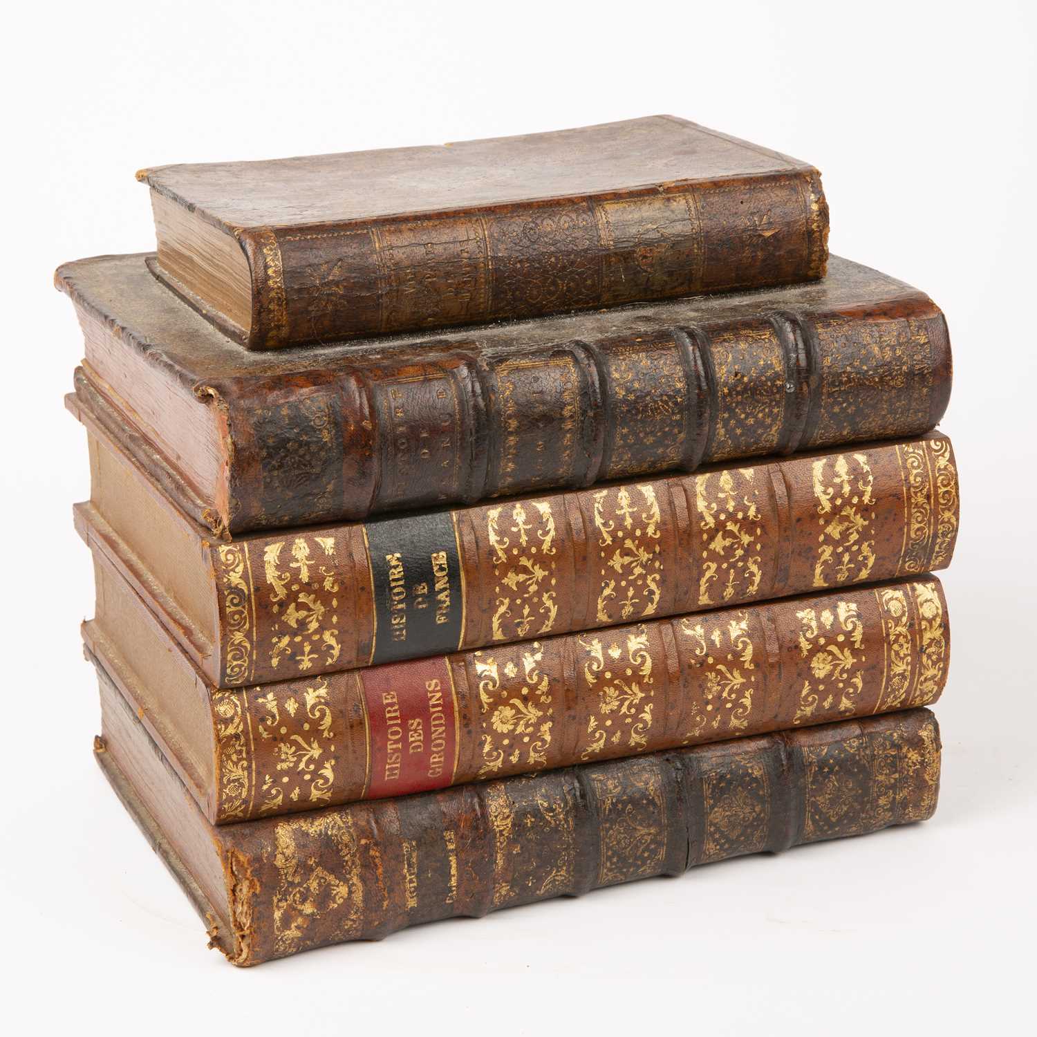 An early 20th century French leather bound Tantalus in the form of a stack of books, with later - Image 5 of 12