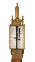 A fine early 20th century replica of Daniel Quare's mahogany portable pillar barometer. 7cm wide