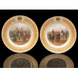 Two Russian porcelain military plates