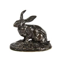 Pierre Jules Mene (1810-1879), Hare, bronze, 10cm wide x 9cm high Good no damages