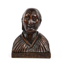 An early 20th century carved wood bust of a chief of the Arawa tribe Rangiwewehi 13.5cm wide 18cm