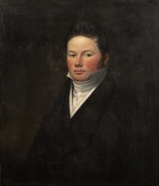 19th Century English School 'Portrait of a seated gentleman', oil on canvas, unsigned, in painted