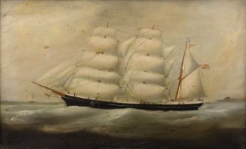 19th Century English School 'Falmouth packing ship', oil on canvas, unsigned, 36cm x 60cm With