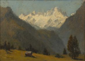 Frank Moss Bennett (1874-1953) Untitled: Alpine with Matterhorn, oil on board, signed and dated 1903