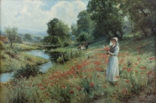 After Ernest Charles Walbourn (1872-1927) Flowers of the Field, oleograph on canvas, 46cm x 69cm