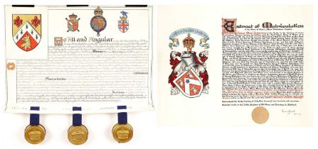 Two Georgian scrolls in gilt-tooled boxes to include a declaration by Sir Henry Farnham Burke,