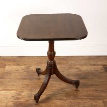 Mahogany tripod table 19th Century, with a tip-up top, on a reeded tripod base, 65.5cm x 60cm x 72.