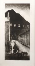 George Chapman (1908-1993) 'Waiting for a bus', etching and aquatint, numbered 18/50, signed in