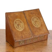 Leather desk or stationery box with gilded and embossed decoration, showing the arms of a Duke to