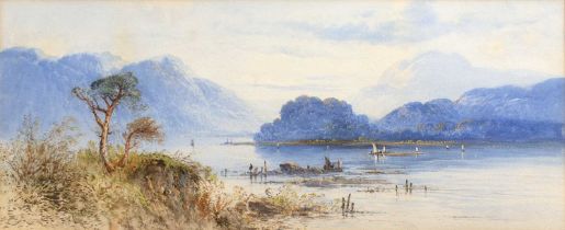 Edwin Earp (1851-1945) Watersmeet, watercolour, 23cm x 56.5cm With some light foxing. Some