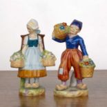 F. Gertner for Royal Worcester porcelain pair of ceramic figures 'Dutch boy' and 'Dutch girl',