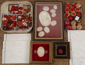 Collection of framed Grand Tour plaster intaglios 19th Century and later and a collection of loose