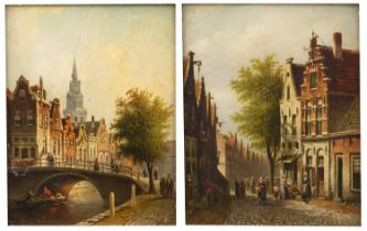 Johannes Franciscus Spohler (1853-1894) Untitled: A Dutch Town View, signed oil on panel, 22cm x
