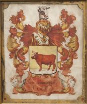 European Coat of Arms 'Jorvis Crooswick 1693', similar in style to the N. Hooykaas, (deans and