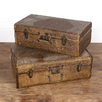 Two woven bamboo suitcases Chinese, 20th Century, 66cm x 23cm and 65cm x 23cm With some wear.