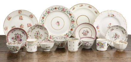 Group of English porcelain 19th Century, including a coffee can marked Swansea in gold, Newhall,