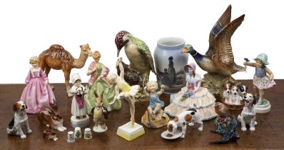 Large collection of ceramics to include: Beswick woodpecker, 22cm high, Beswick camel, Royal