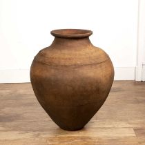 Porthoi-style terracotta garden pot 60cm diameter x 77cm high Weathered.