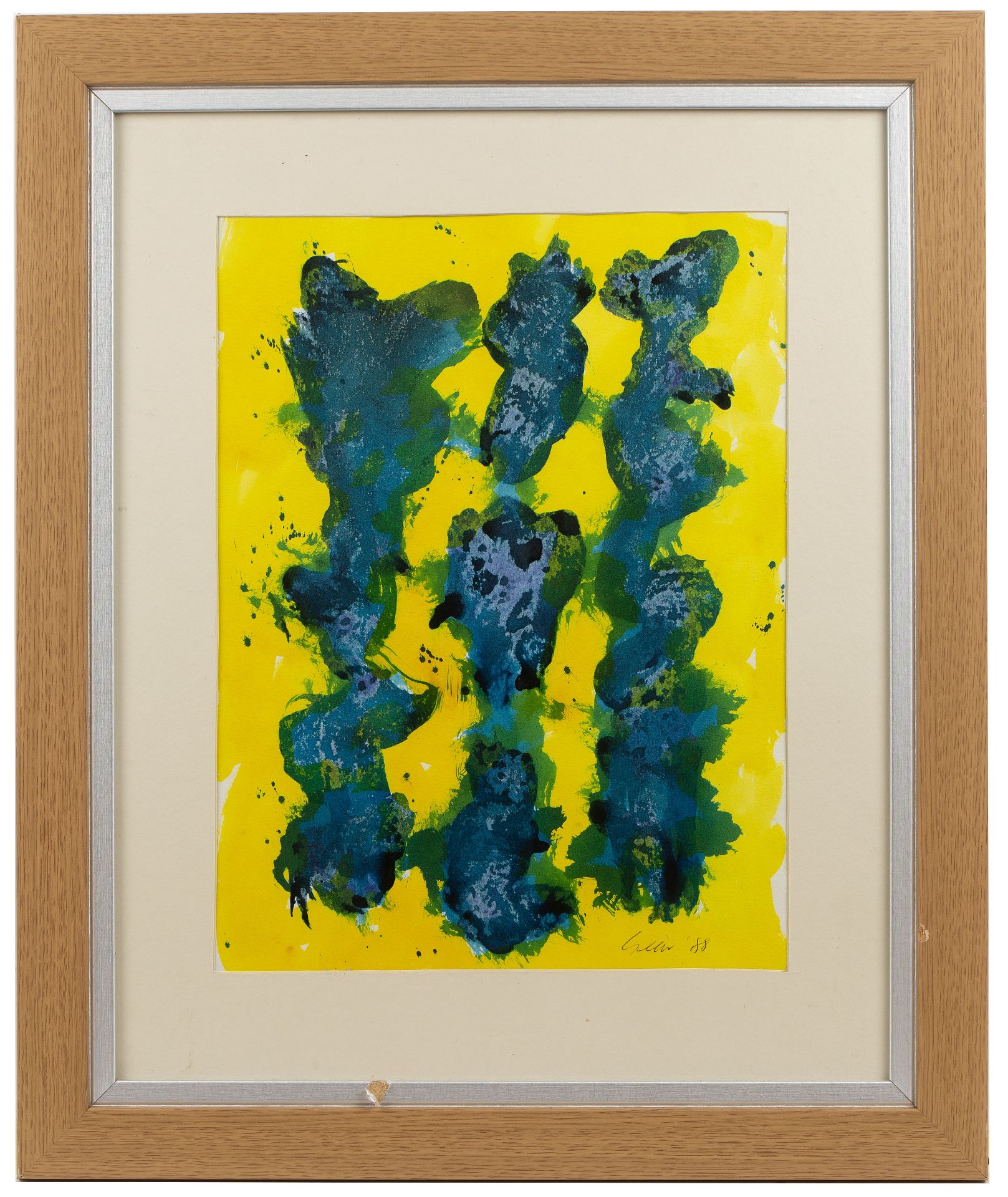 William Gear (1955-1997) 'Untitled yellow, green and blue', mixed media, signed and dated 1988 lower - Image 2 of 3