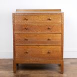 Heals oak, circa 1930, chest of drawers with four graduated drawers having turned handles and with